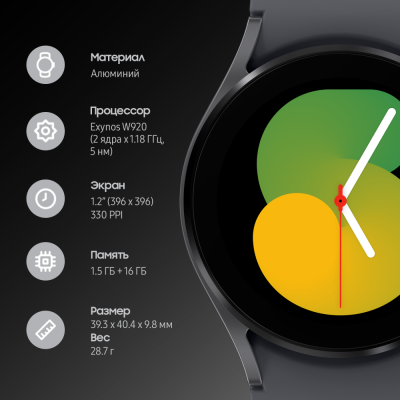 Смарт-часы Samsung Galaxy Watch 5 Графит купить по привлекательной цене 15 900 ₽ - вид 33 миниатюра