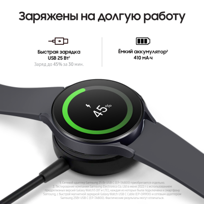 Смарт-часы Samsung Galaxy Watch 5 Графит купить по привлекательной цене 19 990 ₽ - вид 15 миниатюра