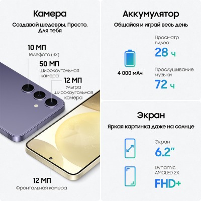 Смартфон Samsung Galaxy S24 8/128 Гб золотой купить по привлекательной цене 69 700 ₽ - вид 27 миниатюра