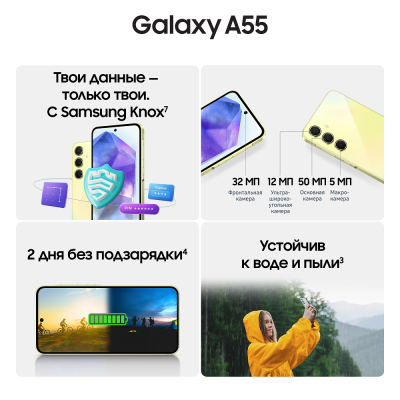 Смартфон Samsung Galaxy A55 8/128 Гб желтый купить по привлекательной цене 37 000 ₽ - вид 17 миниатюра